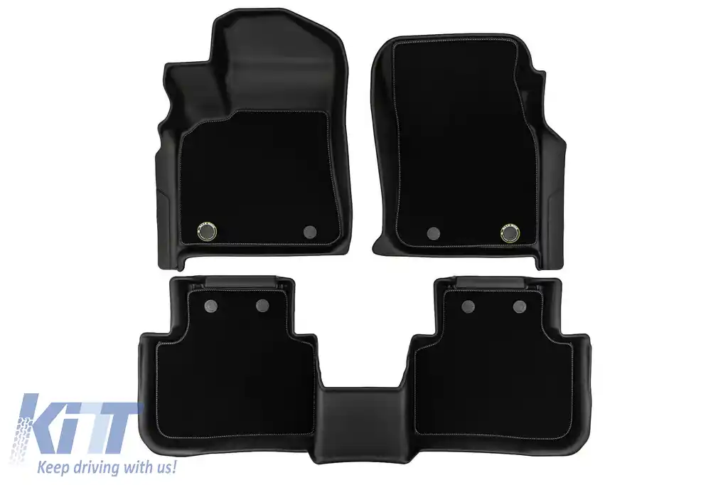 Mochete din cauciuc și covor 2 în 1 potrivite pentru Porsche Cayenne după 2017, Volkswagen Touareg după 2018, set de 3 piese, culoare neagră din seria Frogum 5D Race Rock-image-6232658