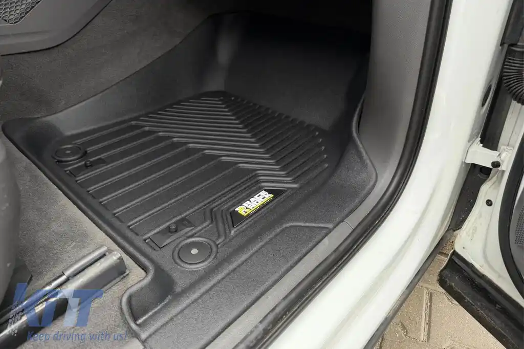 Mochete din cauciuc și covor 2 în 1 potrivite pentru Porsche Cayenne după 2017, Volkswagen Touareg după 2018, set de 3 piese, culoare neagră din seria Frogum 5D Race Rock-image-6232663