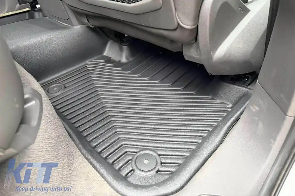 Mochete din cauciuc și covor 2 în 1 potrivite pentru Porsche Cayenne după 2017, Volkswagen Touareg după 2018, set de 3 piese, culoare neagră din seria Frogum 5D Race Rock-image-6232665