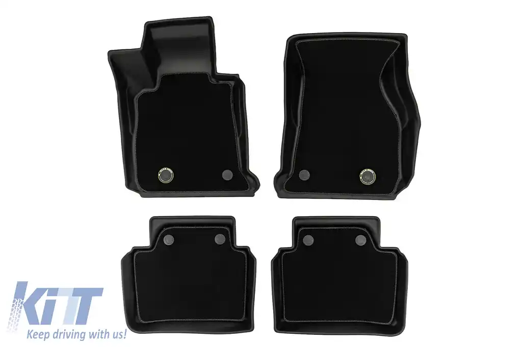 Mochete din cauciuc și covor 2 în 1, potrivite pentru BMW Seria 3 F30 sedan, F31 wagon 2011-2018, fără versiunea XDrive, set de 4 piese, culoare neagră din seria Frogum 5D Race Rock.-image-6232669
