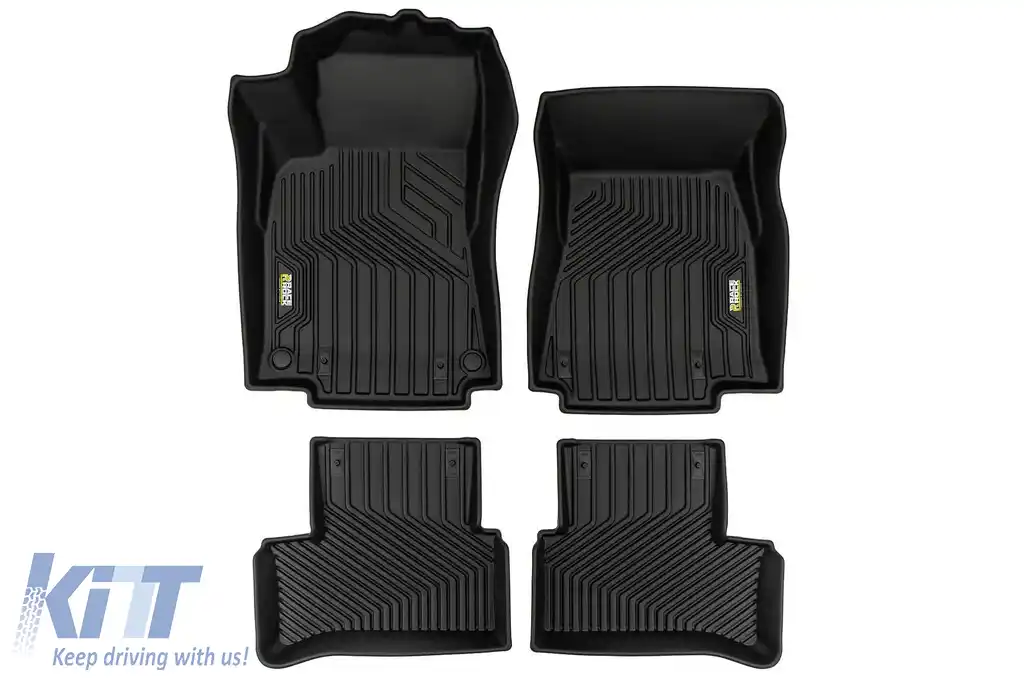 Mochete din cauciuc și covor 2 în 1 potrivite pentru seria Frogum 5D Race Rock pentru Mercedes B class W247 după 2018, CLA C118, X218 Shooting Brake, GLA H247 după 2019, set de 3 piese, culoare neagră