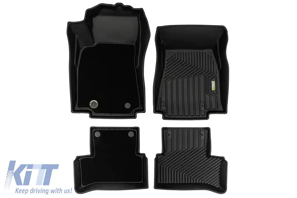 Mochete din cauciuc și covor 2 în 1 potrivite pentru seria Frogum 5D Race Rock pentru Mercedes B class W247 după 2018, CLA C118, X218 Shooting Brake, GLA H247 după 2019, set de 3 piese, culoare neagră-image-6232674