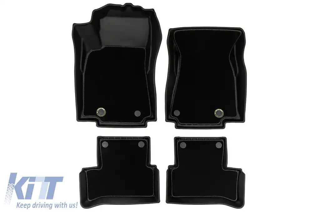 Mochete din cauciuc și covor 2 în 1 potrivite pentru seria Frogum 5D Race Rock pentru Mercedes B class W247 după 2018, CLA C118, X218 Shooting Brake, GLA H247 după 2019, set de 3 piese, culoare neagră-image-6232675