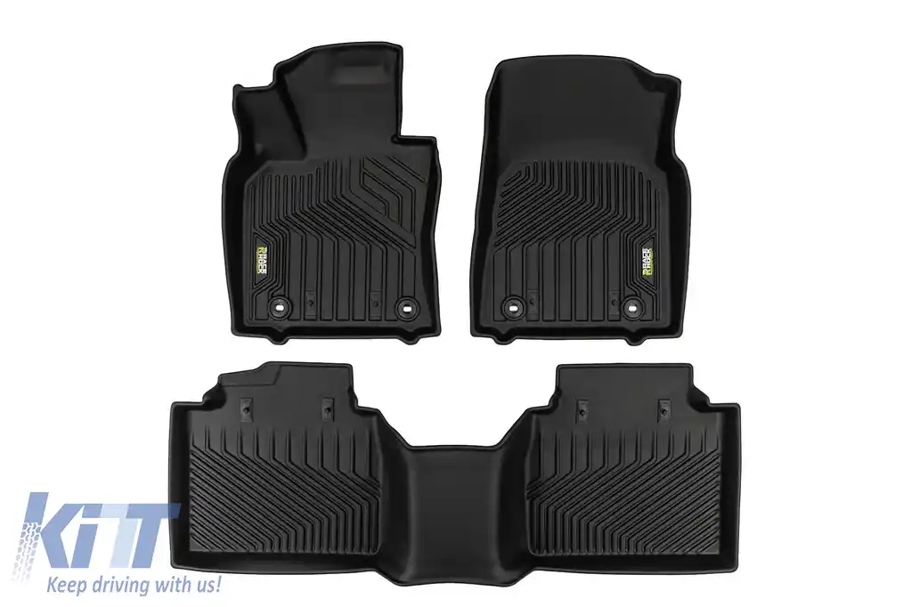 Mochete din cauciuc și covor 2 în 1 potrivite pentru Lexus ES după 2018, set de 3 piese, culoare neagră din seria Frogum 5D Race Rock-image-6232699