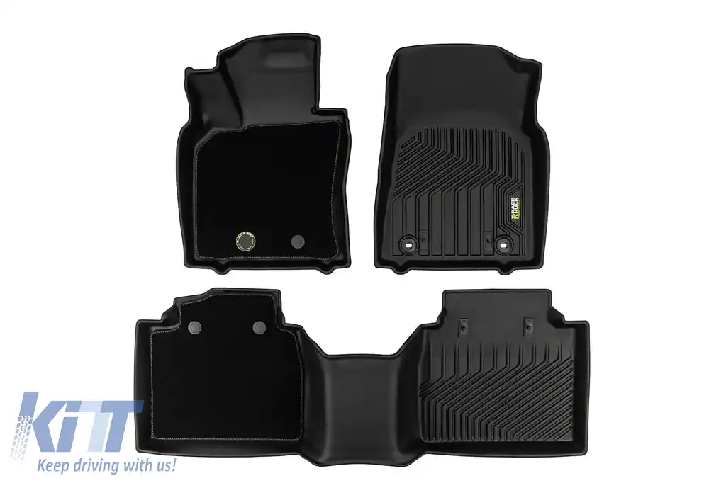 Mochete din cauciuc și covor 2 în 1 potrivite pentru Lexus ES după 2018, set de 3 piese, culoare neagră din seria Frogum 5D Race Rock-image-6232700