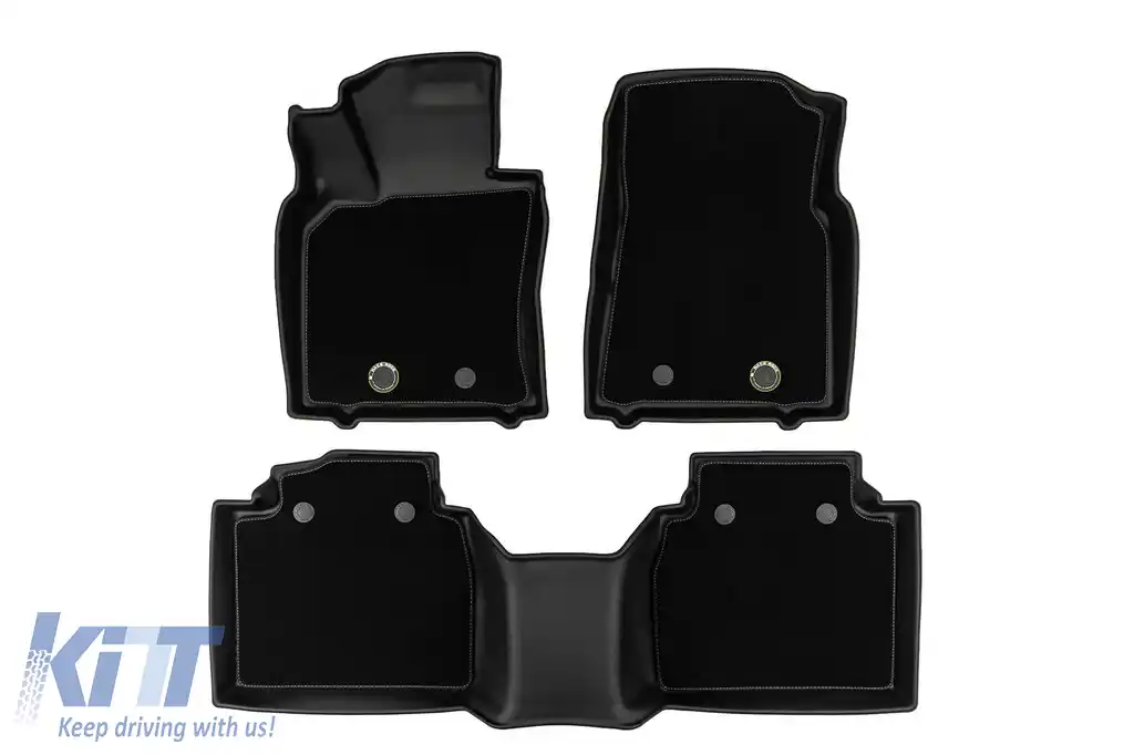 Mochete din cauciuc și covor 2 în 1 potrivite pentru Lexus ES după 2018, set de 3 piese, culoare neagră din seria Frogum 5D Race Rock-image-6232701