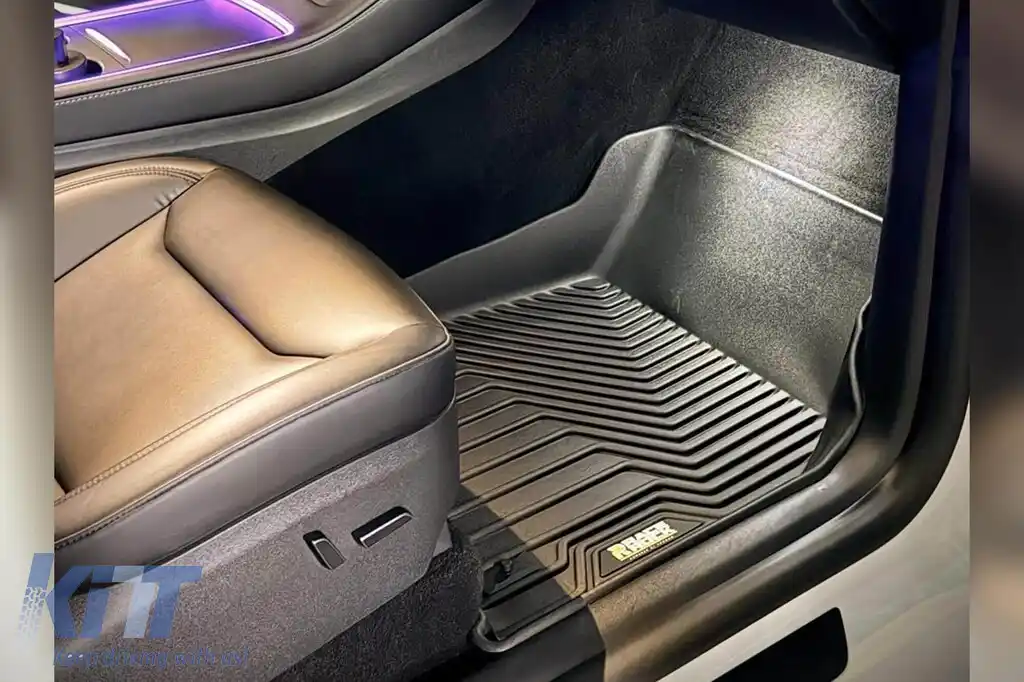 Mochete din cauciuc și covor 2 în 1 potrivite pentru Tesla Model Y 2020-2025 din seria Frogum 5D Race Rock, set de 3 piese, culoare neagră-image-6232723