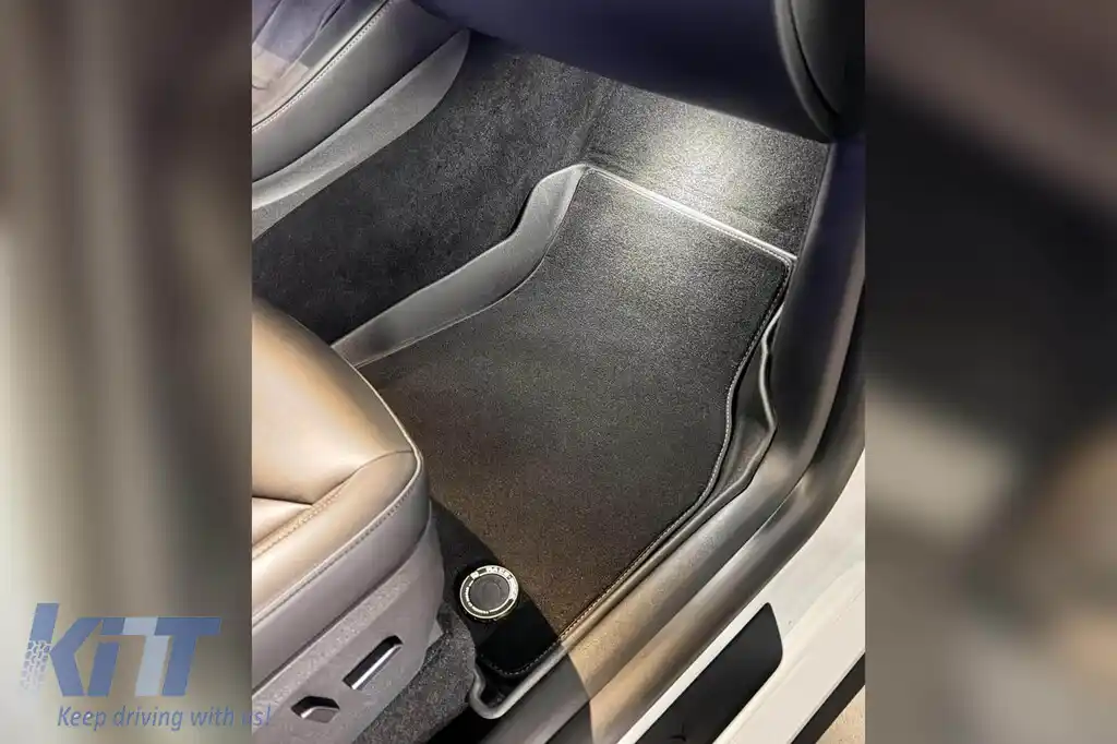 Mochete din cauciuc și covor 2 în 1 potrivite pentru Tesla Model Y 2020-2025 din seria Frogum 5D Race Rock, set de 3 piese, culoare neagră-image-6232724