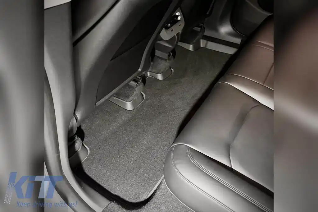 Mochete din cauciuc și covor 2 în 1 potrivite pentru Tesla Model Y 2020-2025 din seria Frogum 5D Race Rock, set de 3 piese, culoare neagră-image-6232725