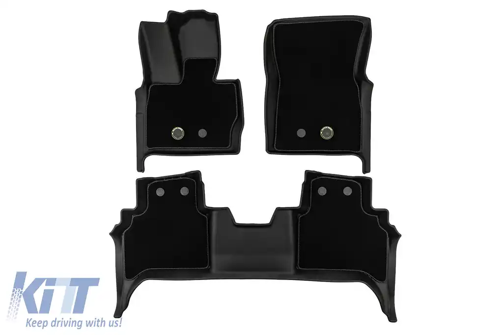 Mochete din cauciuc și covor 2 în 1 potrivite pentru Mercedes G class W464 2018-2023, W465 după 2024, din seria Frogum 5D Race Rock, set de 3 piese, culoare neagră-image-6232736