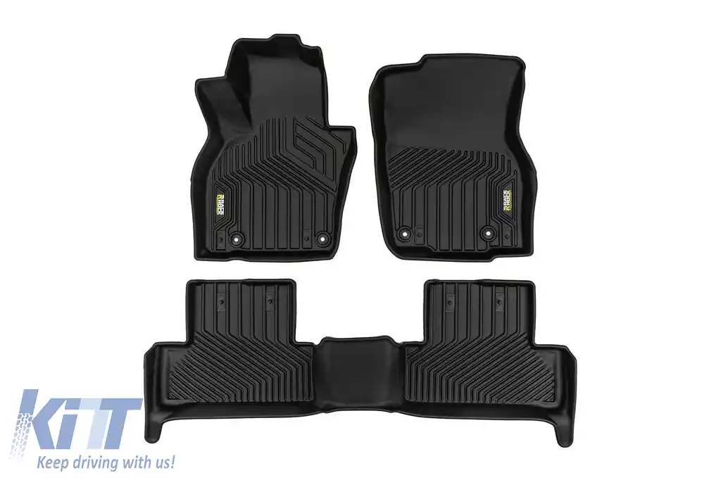 Mochete din cauciuc și covor 2 în 1 potrivite pentru Mazda CX-60 după 2022 din seria Frogum 5D Race Rock, set de 3 piese, culoare neagră-image-6232757