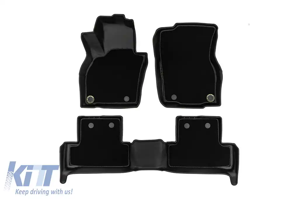 Mochete din cauciuc și covor 2 în 1 potrivite pentru Mazda CX-60 după 2022 din seria Frogum 5D Race Rock, set de 3 piese, culoare neagră-image-6232759
