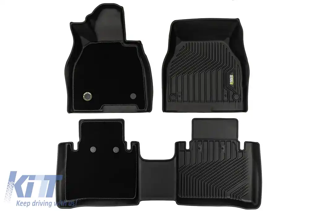 Mochete din cauciuc și covor 2 în 1 potrivite pentru Mercedes EQS V297 după 2021, set de 3 piese, culoare neagră din seria Frogum 5D Race Rock-image-6232772
