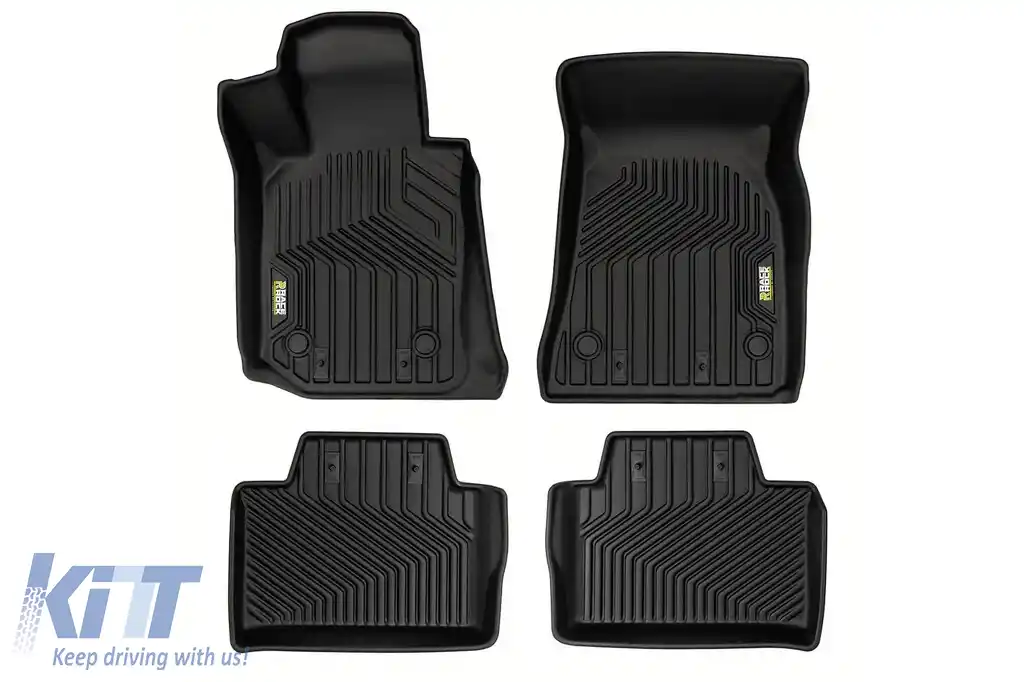 Mochete din cauciuc și covor 2 în 1 potrivite pentru BMW 4 Series G26 Gran Coupe după 2021, din seria Frogum 5D Race Rock, set de 4 piese, culoare neagră