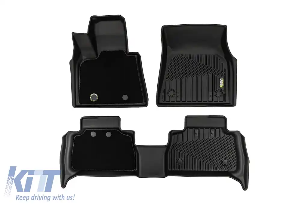 Mochete din cauciuc și covor 2 în 1 potrivite pentru BMW X6 G06 după 2019 din seria Frogum 5D Race Rock, set de 3 piese, culoare neagră-image-6232788