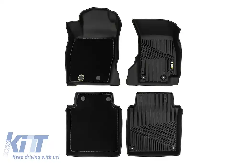 Mochete din cauciuc și covor 2 în 1 potrivite pentru Audi A8 D5 sedan după 2017, versiunea dalga, set de 4 piese, culoare neagră din seria Frogum 5D Race Rock-image-6232809