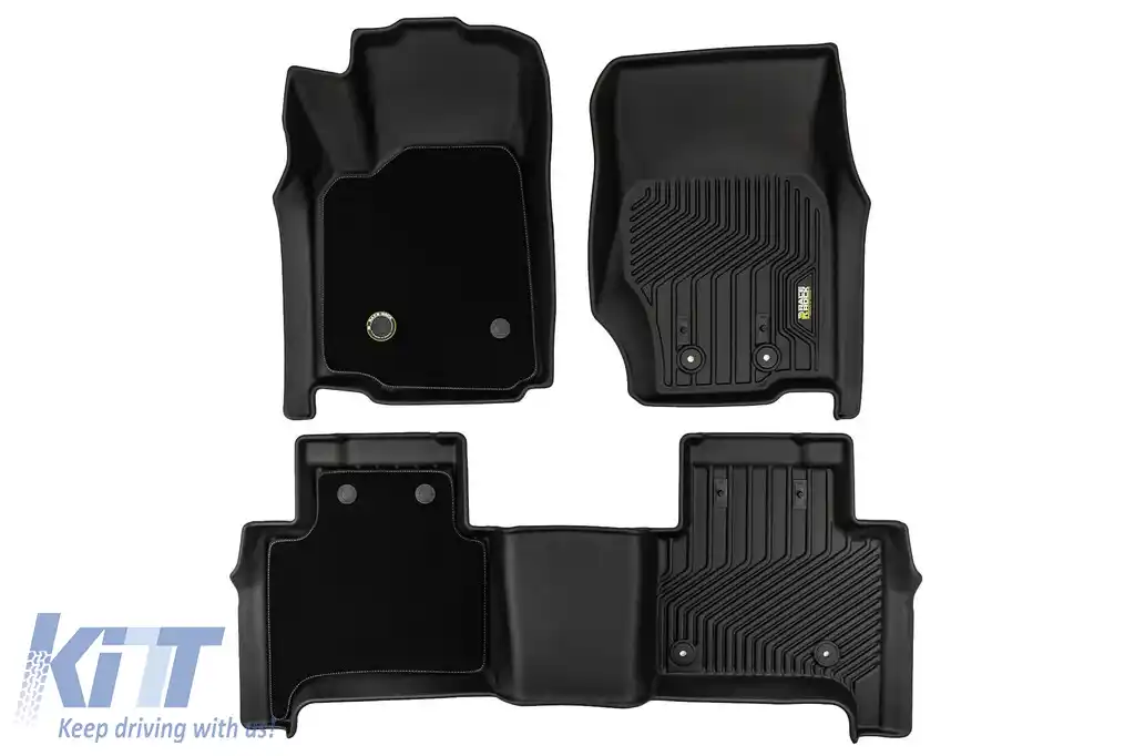 Mochete din cauciuc și covor 2 în 1 potrivite pentru Jeep Grand Cherokee 4xe după 2021 din seria Frogum 5D Race Rock, set de 3 piese, culoare neagră-image-6232816