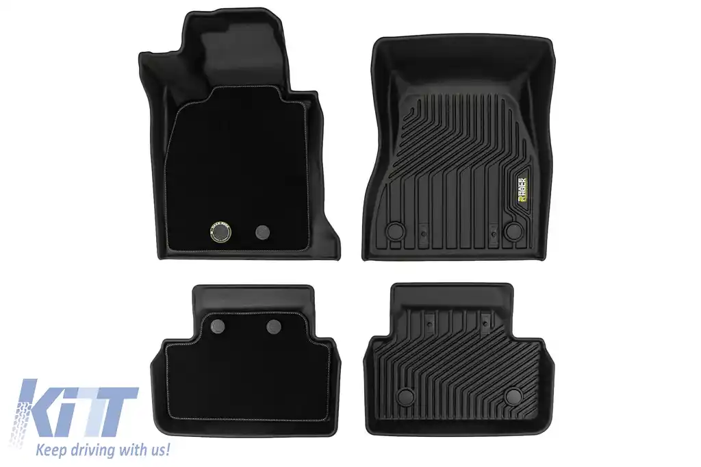 Mochete din cauciuc și covor 2 în 1 potrivite pentru BMW Seria 5 G60 sedan după 2023, set de 4 piese, culoare neagră din seria Frogum 5D Race Rock-image-6232842
