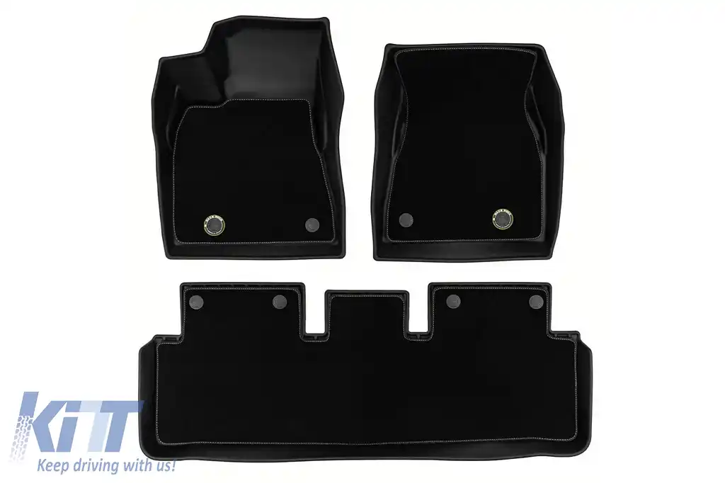 Mochete din cauciuc și covor 2 în 1 potrivite pentru Tesla Model 3 după 2023 din seria Frogum 5D Race Rock, set de 3 piese, culoare neagră-image-6232850