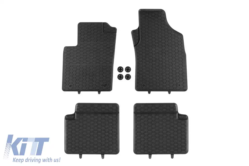 Mochete din cauciuc specifice de la Geyer & Hosaja potrivite pentru Fiat 500 2007-2024, Panda 2003-2012, Ford Ka 2008-2016, set de 4 piese, culoare neagră