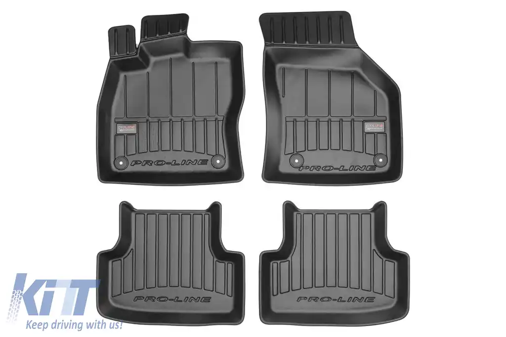 Mochete din cauciuc specifice din seria Frogum 3D ProLine, potrivite pentru Volkswagen Golf VII 2012-2019, T-roc după 2018, Seat Leon după 2012, set de 4 piese, culoare neagră, cu garanție de 24 de lu
