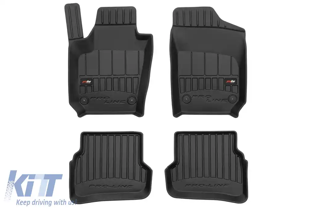 Mochete din cauciuc specifice din seria Frogum 3D ProLine, potrivite pentru Volkswagen Polo, Seat Ibiza IV 2008-2017, Skoda Fabia 2014-2022, set de 4 piese, culoare neagră, cu garanție de 24 de luni