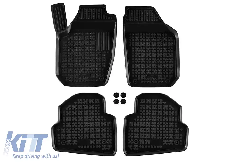Mochete din cauciuc specifice, potrivite pentru Skoda Fabia 2007-2014, set de 4 piese, culoare neagră