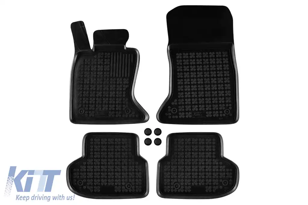Mochete din cauciuc specifice, potrivite pentru BMW Seria 5 F10 sedan, F11 wagon 2013-2017, set de 4 piese, culoare neagră