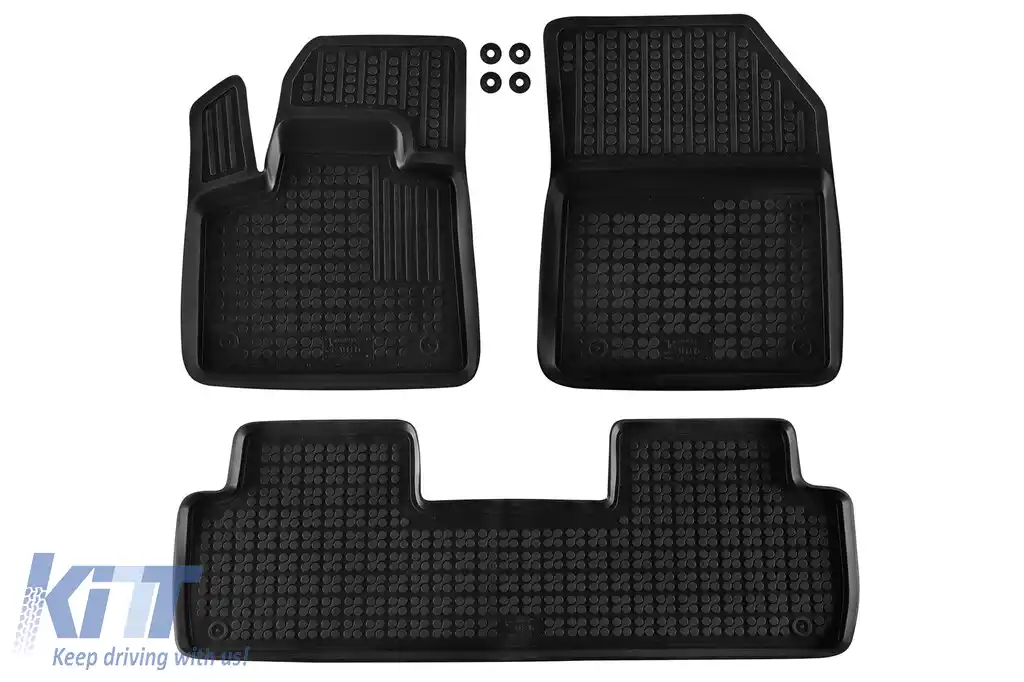 Mochete din cauciuc specifice, potrivite pentru Peugeot 5008 după 2017, cu 5 locuri, set de 3 piese, culoare neagră