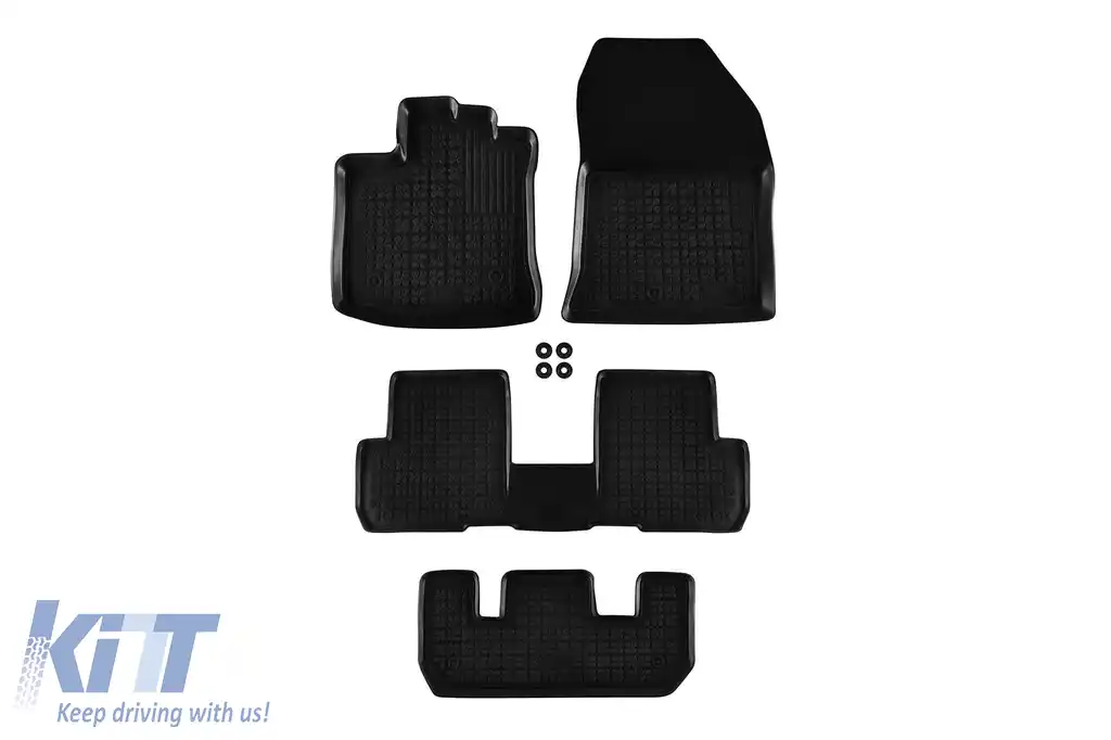 Mochete din cauciuc specifice, potrivite pentru Dacia Lodgy 2012-2020 cu 7 locuri, set de 4 piese, culoare neagră