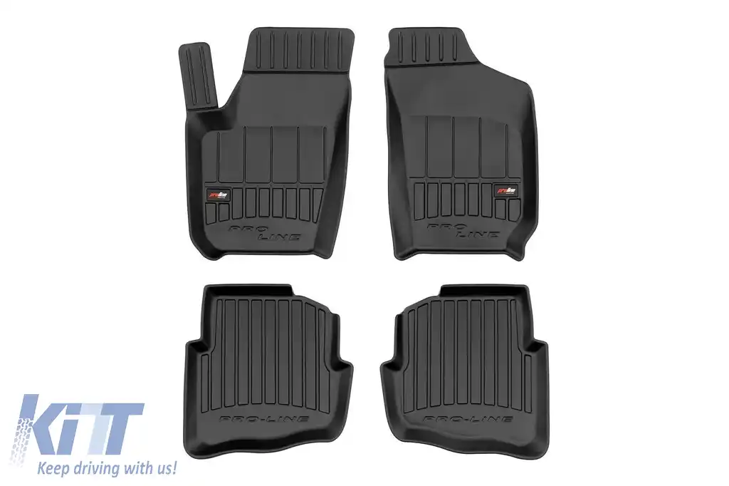Mochete din cauciuc specifice, potrivite pentru Skoda Fabia 1999-2008, din seria Frogum 3D ProLine, set de 4 piese, culoare neagră, cu garanție de 24 de luni