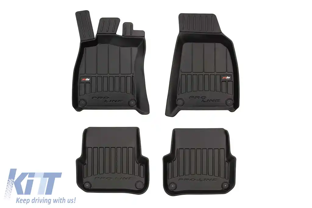 Mochete din cauciuc specifice, potrivite pentru Audi A6 2004-2006, set de 4 piese, culoare neagră, cu garanție de 24 de luni din seria Frogum 3D ProLine.