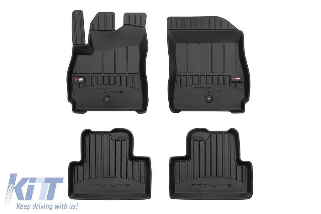 Mochete din cauciuc specifice, potrivite pentru Chevrolet Orlando 2010-2018, set de 4 piese, culoare neagră, cu garanție de 24 de luni din seria Frogum 3D ProLine.