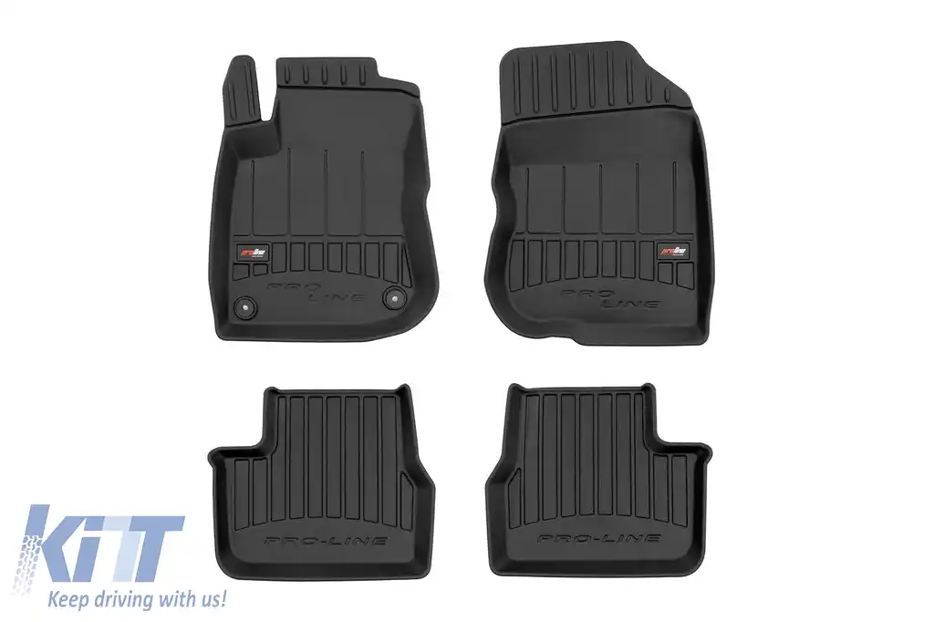 Mochete din cauciuc specifice, potrivite pentru Peugeot 208 2012-2019, din seria Frogum 3D ProLine, set de 4 piese, culoare neagră, cu garanție de 24 de luni