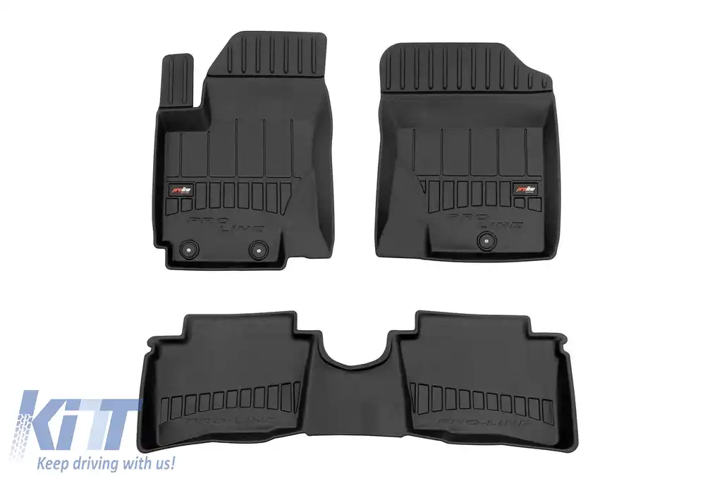Mochete din cauciuc specifice, potrivite pentru Hyundai i20 2008-2014, set de 3 piese, culoare neagră, cu garanție de 24 de luni din seria Frogum 3D ProLine.