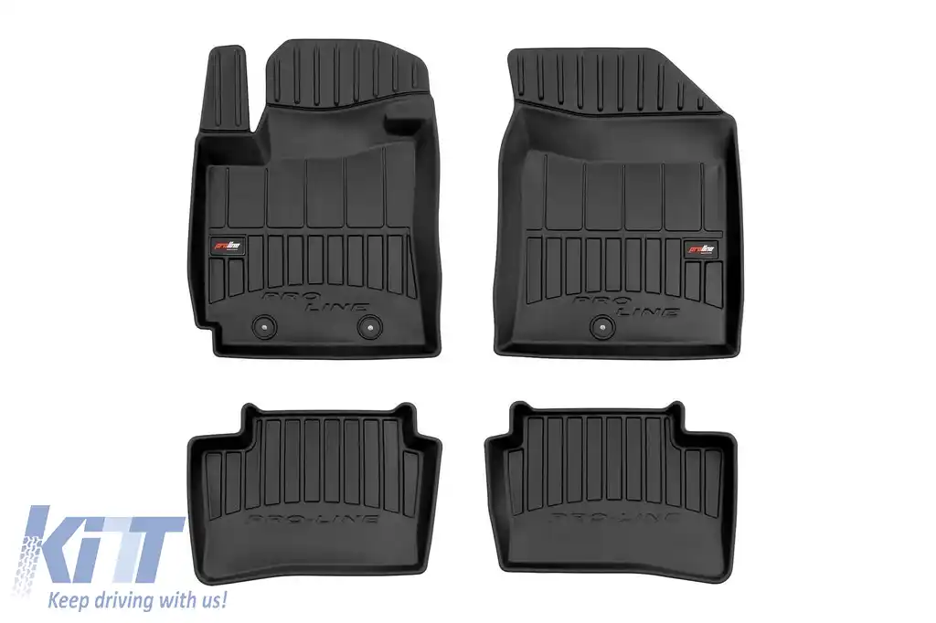 Mochete din cauciuc specifice, potrivite pentru Hyundai i10 2013-2019, set de 4 piese, culoare neagră, cu garanție de 24 de luni din seria Frogum 3D ProLine.