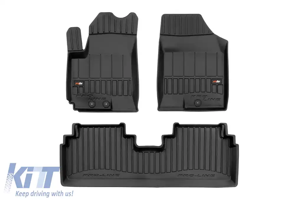 Mochete din cauciuc specifice, potrivite pentru Hyundai ix20 2010-2017, din seria Frogum 3D ProLine, set de 3 piese, culoare neagră, cu garanție de 24 de luni
