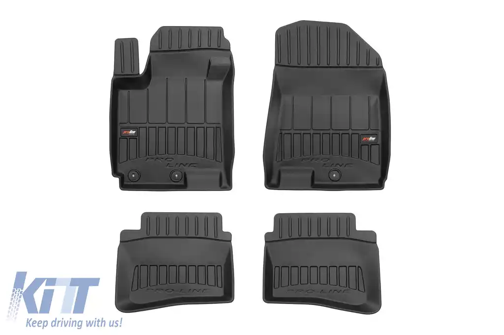 Mochete din cauciuc specifice, potrivite pentru Hyundai i20 2014-2019, din seria Frogum 3D ProLine, set de 4 piese, culoare neagră, cu garanție de 24 de luni