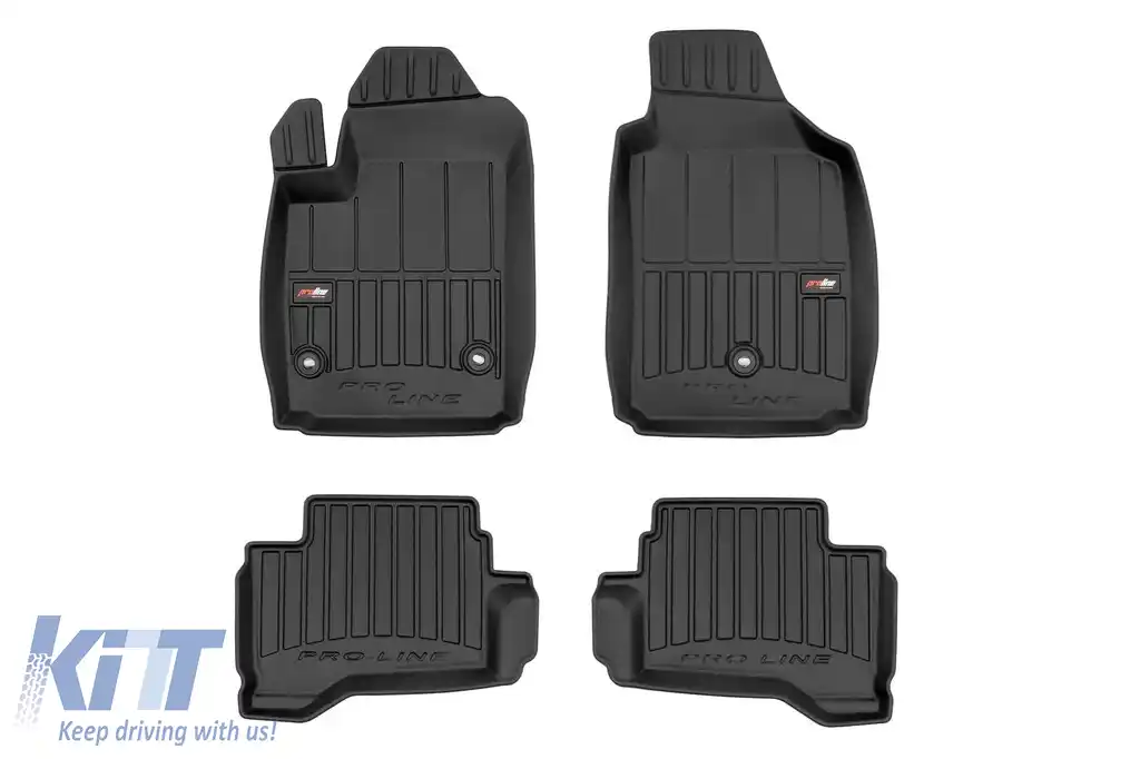 Mochete din cauciuc specifice, potrivite pentru Fiat 500 I Electric 2015-2020, set de 4 piese, culoare neagră, cu garanție de 24 de luni din seria Frogum 3D ProLine.