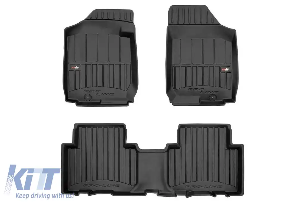 Mochete din cauciuc specifice, potrivite pentru Kia Carens 2003-2012, set de 3 piese, culoare neagră, cu garanție de 24 de luni din seria Frogum 3D ProLine.