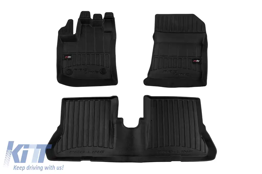 Mochete din cauciuc specifice, potrivite pentru Dacia Dokker 2012-2021, din seria Frogum 3D ProLine, set de 3 piese, culoare neagră, cu garanție de 24 de luni