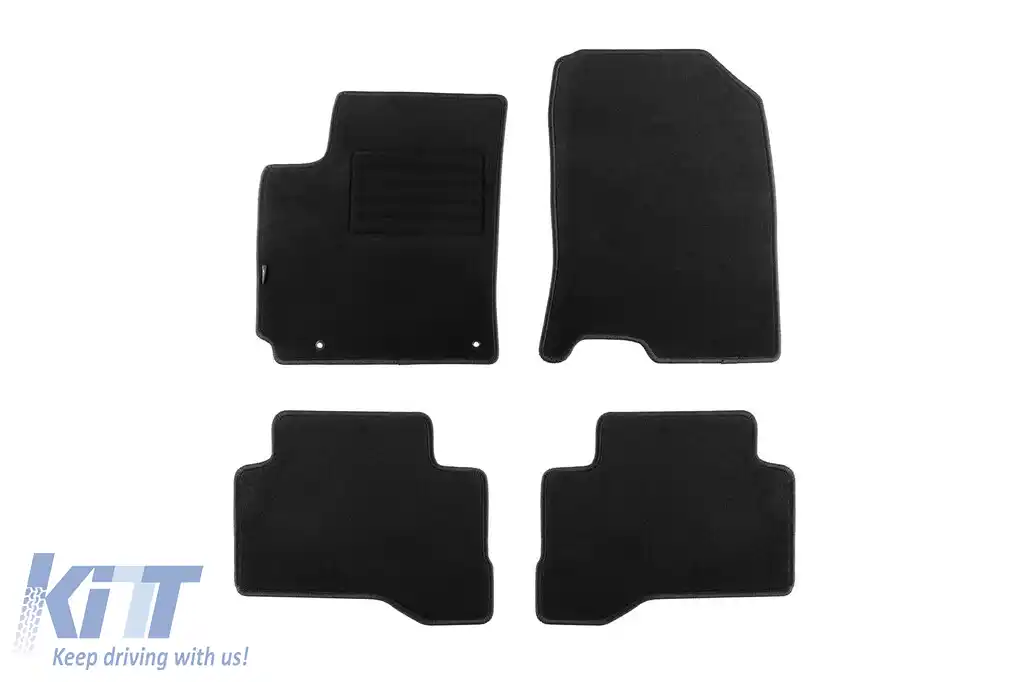 Mochete din covor cu două straturi de la Petex, țesătură Rex potrivită pentru Hyundai Kona hibrid 2019-2023, set de 4 bucăți, negru