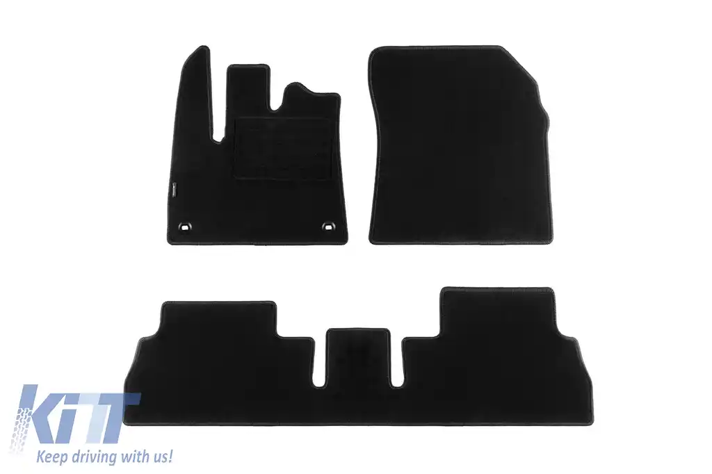 Mochete din covor cu două straturi de la Petex, țesătură Rex potrivită pentru Citroen Berlingo după 2019, 5 locuri, set de 3 piese, negru