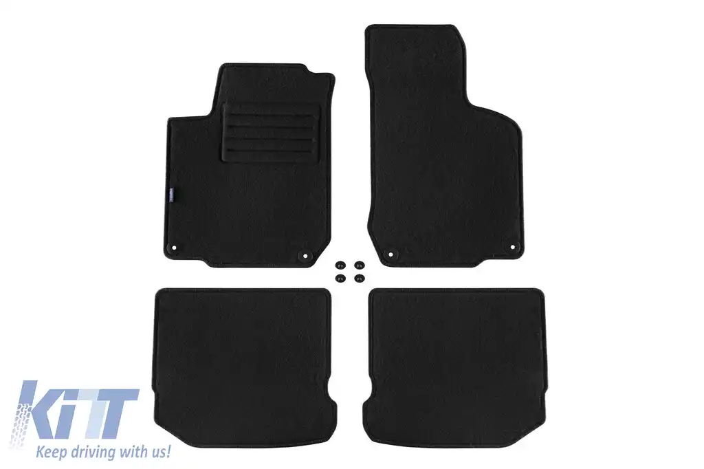 Mochete din covor cu două straturi, potrivite pentru Seat Toledo, Leon 1999-2005, din țesătură Rex, set de 4 bucăți, negru