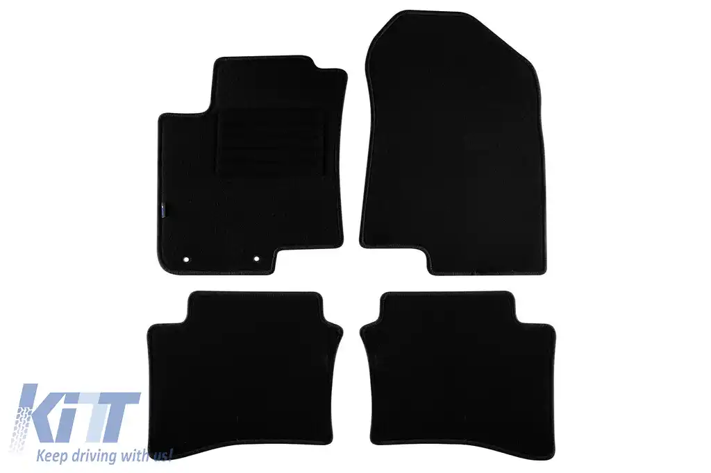Mochete din covor cu două straturi, potrivite pentru Hyundai i20, i20 Hybrid după 2020, Bayon după 2021, set de 4 piese, negru