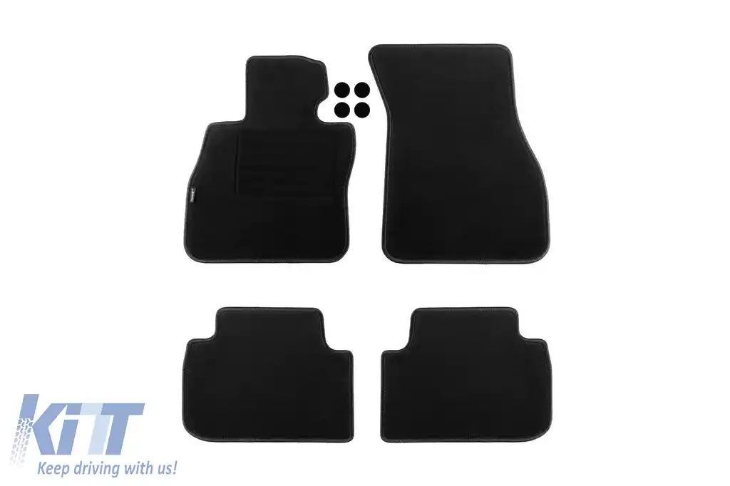 Mochete din covor cu două straturi, potrivite pentru BMW Seria 2 F44 Gran Coupe după 2020, set de 4 bucăți, negru