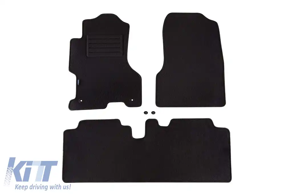 Mochete din covor cu două straturi, potrivite pentru Honda Civic 2001-2003, 5 uși, set de 3 bucăți, negru