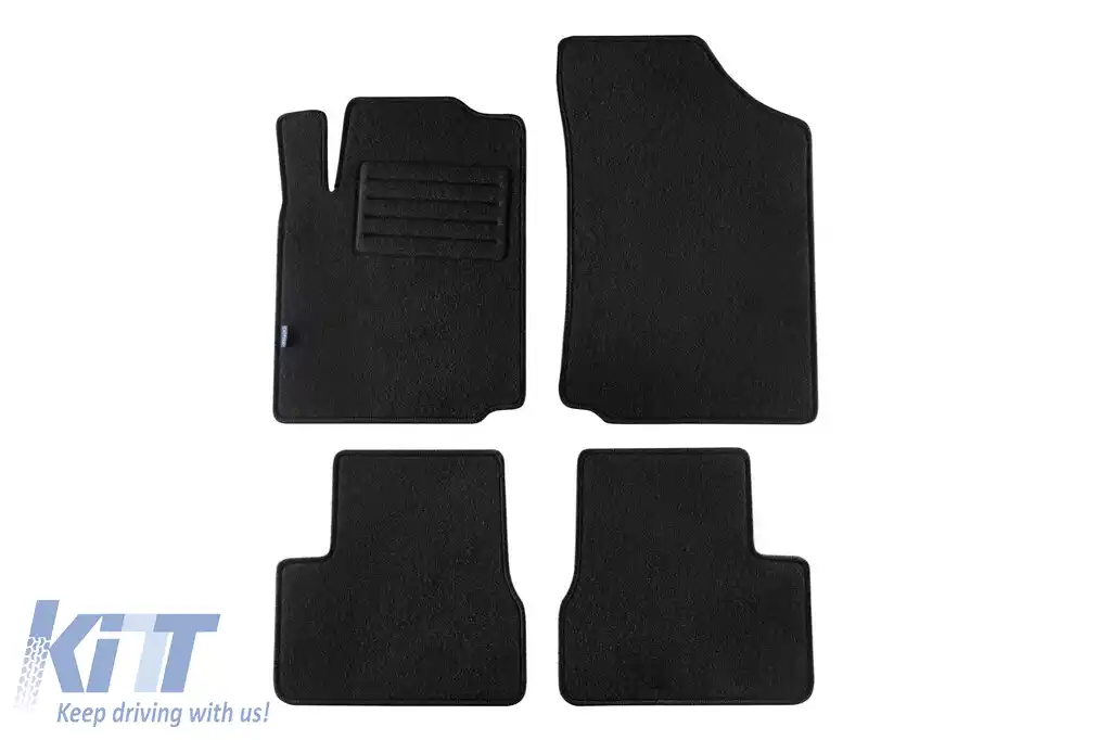 Mochete din covor cu două straturi, potrivite pentru Citroen C3 2002-2009, din țesătură Rex, set de 4 bucăți, negre