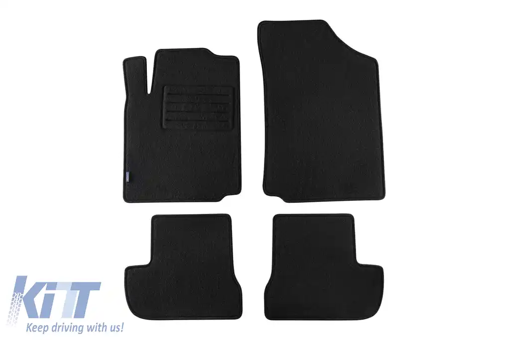 Mochete din covor cu două straturi, potrivite pentru Citroen C2 2003-2008, din țesătură Rex, set de 4 bucăți, negru
