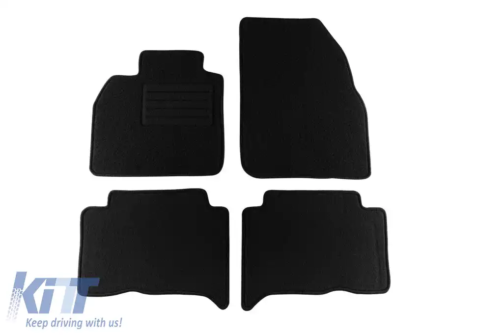 Mochete din covor cu două straturi, potrivite pentru Renault Scenic 2003-2009, din țesătură Rex, set de 4 bucăți, negre